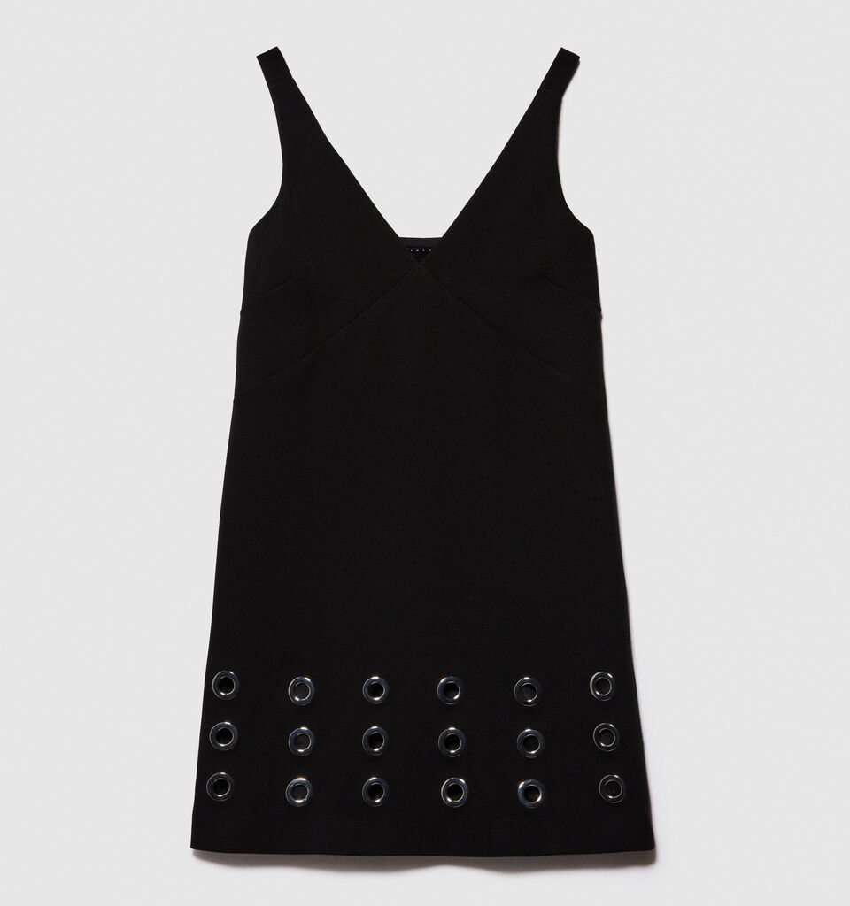 Short dress with eyelets - women's short dresses - Black | Sisley image number 7